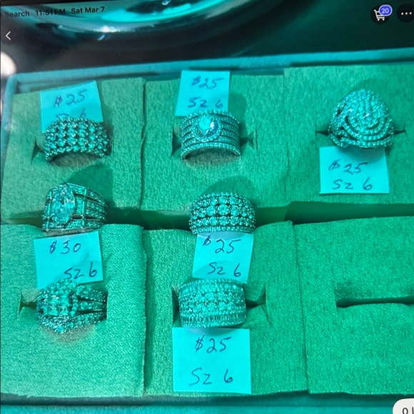 Rings 11 ttl as/rhodium, three are as/giks, all 5 rings on right sz 6 - Picture 2 of 8